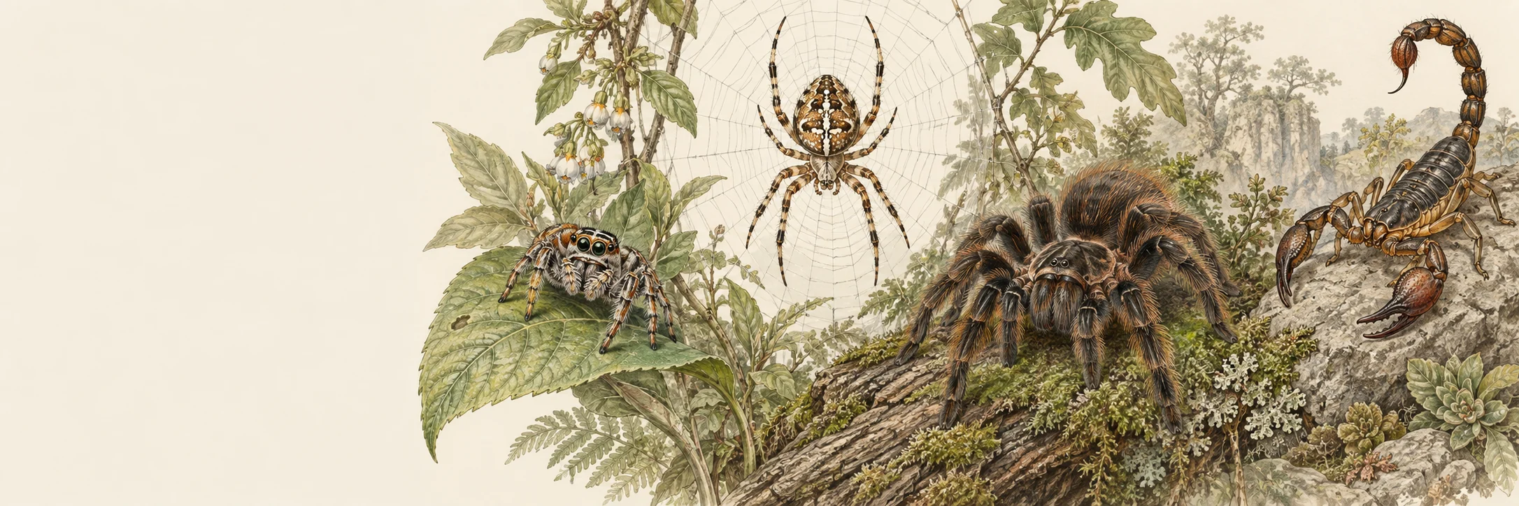 Arachnids coloring collection illustration