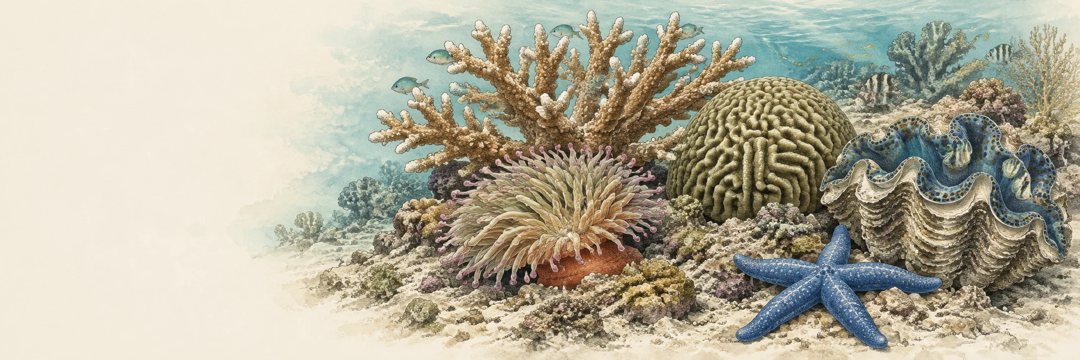 Coral And Reef Life coloring collection illustration