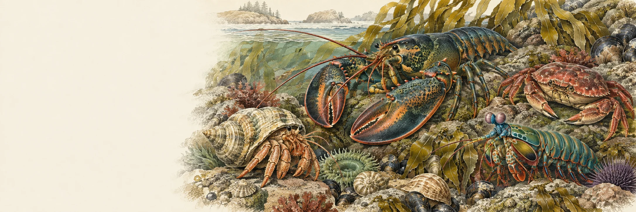 Crustaceans coloring collection illustration