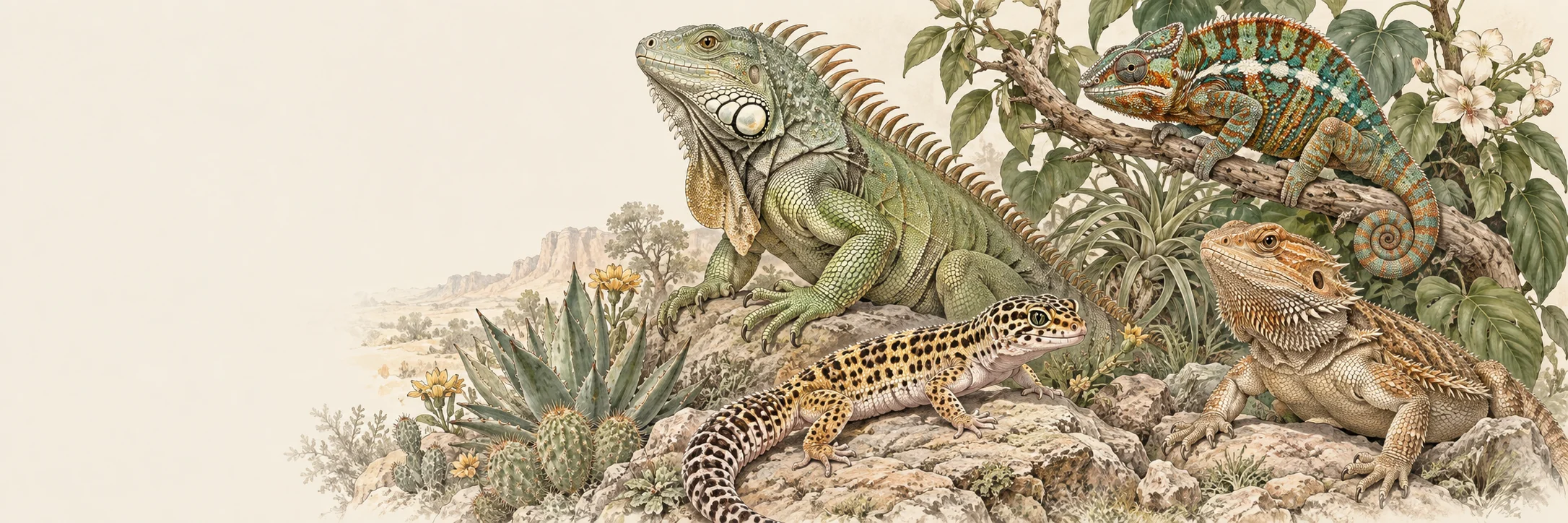 Lizards coloring collection illustration