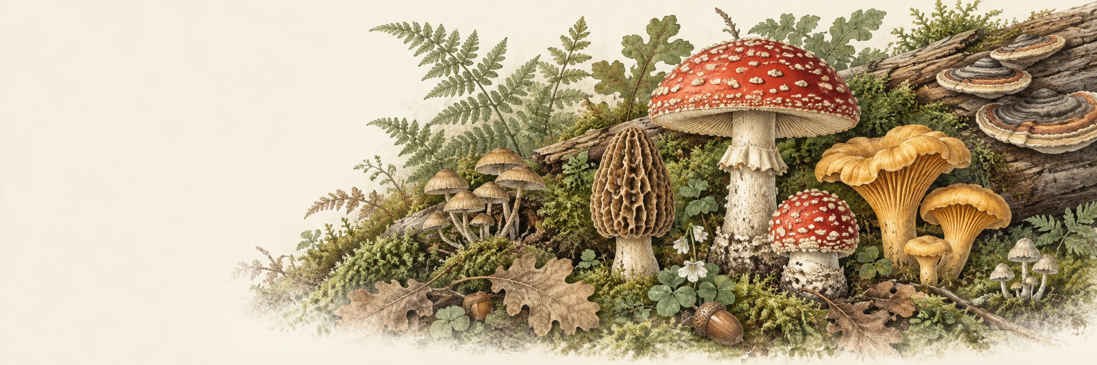 Mushrooms And Fungi coloring collection illustration