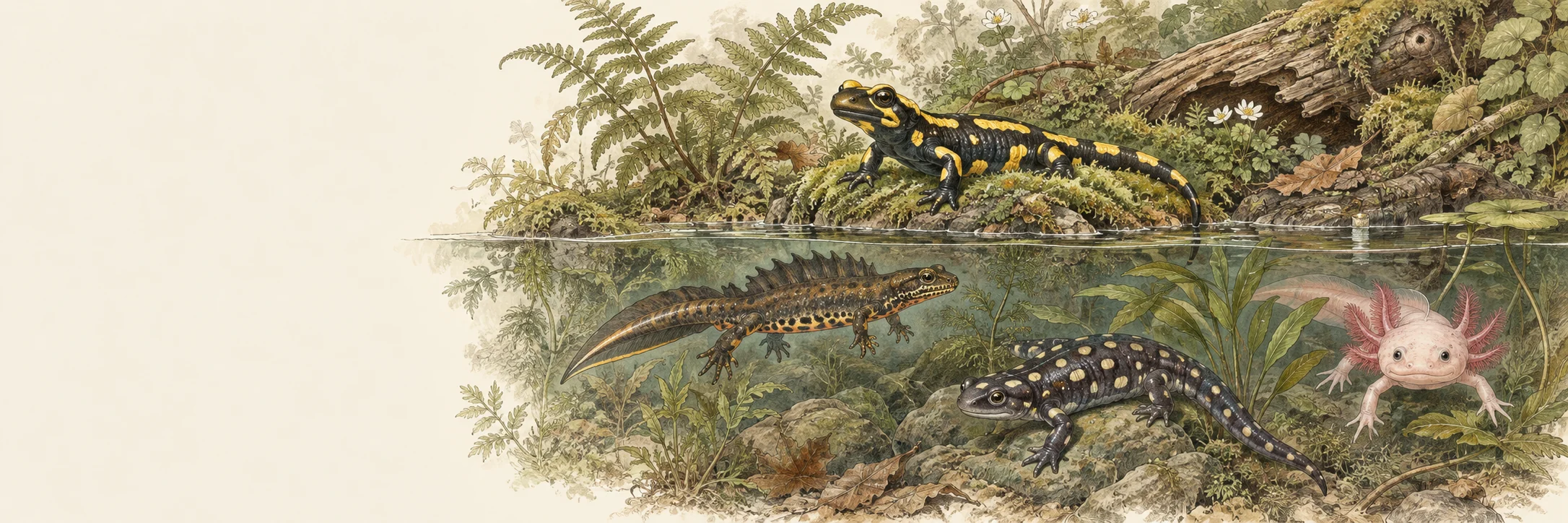 Newts And Salamanders coloring collection illustration
