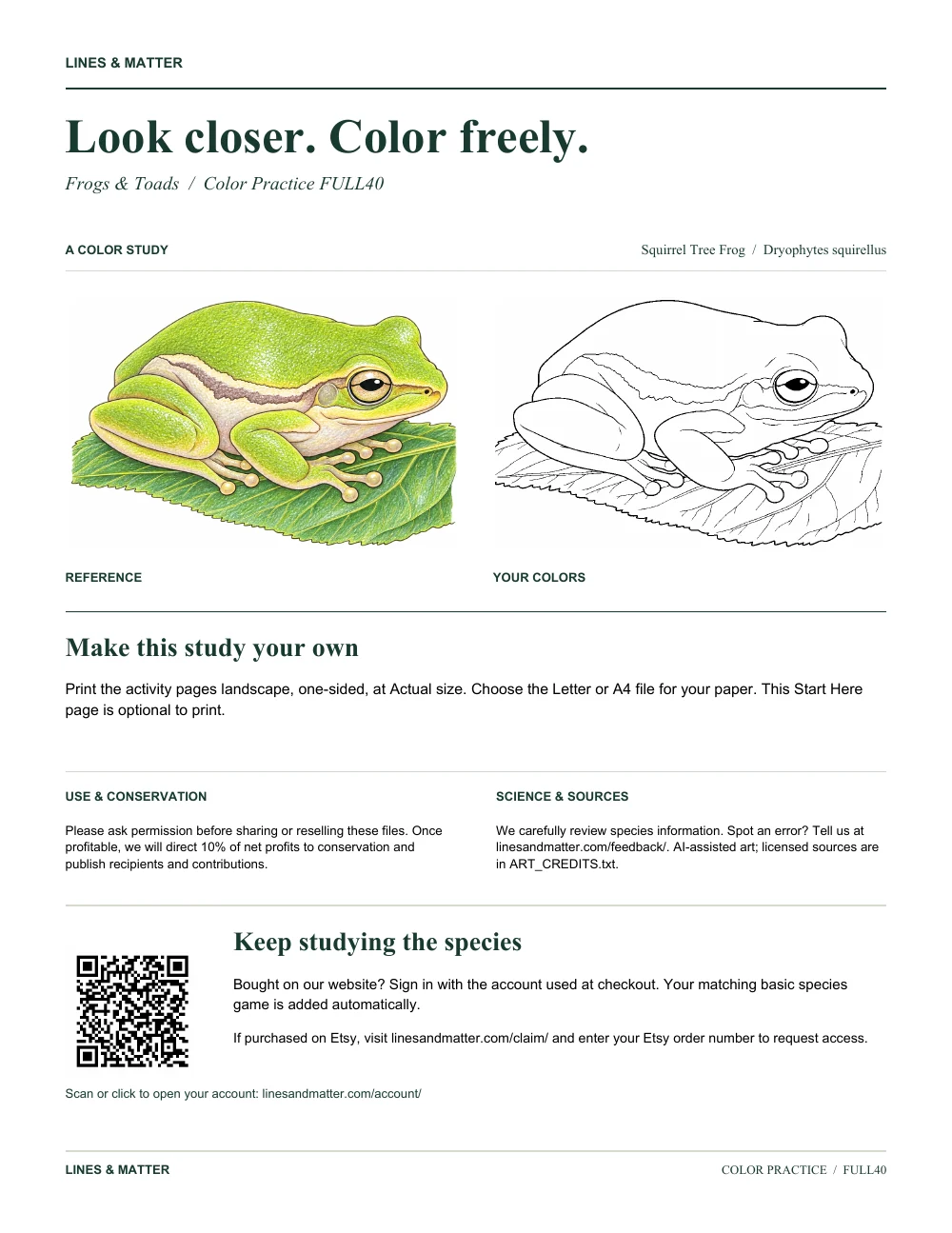 Frogs & Toads: The separate optional introduction to your printable and matching species game.