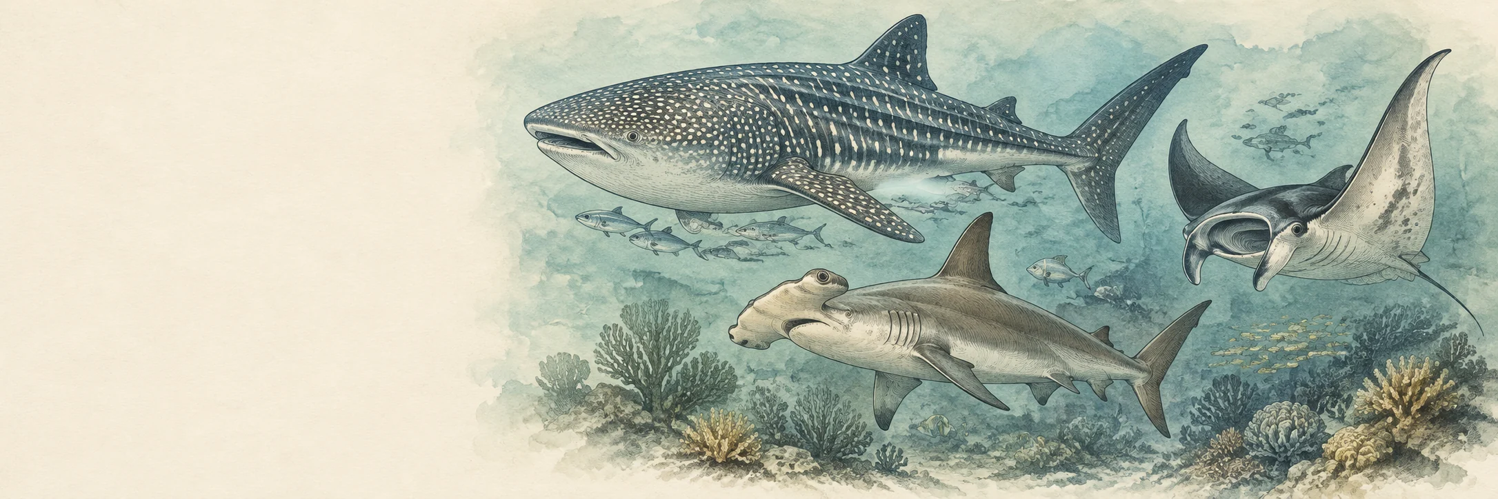 Sharks And Rays coloring collection illustration