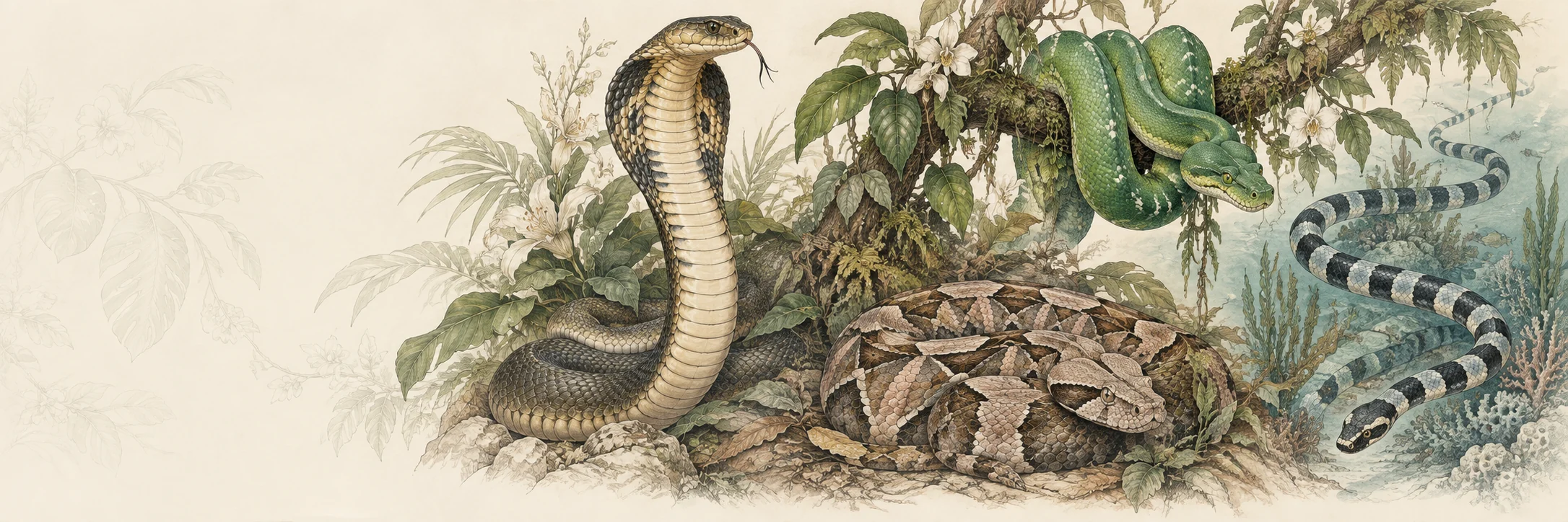 Snakes coloring collection illustration